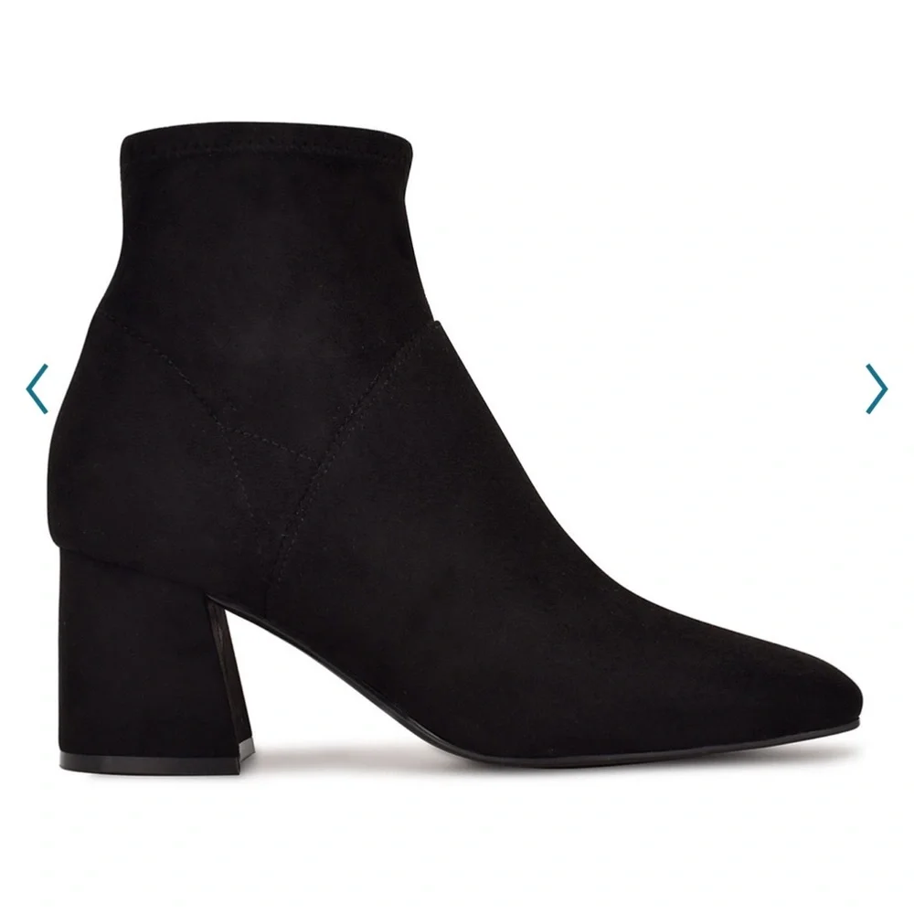 NIB Nine West Volley Block Heel Ankle Boots Faux Suede Brown Size 10